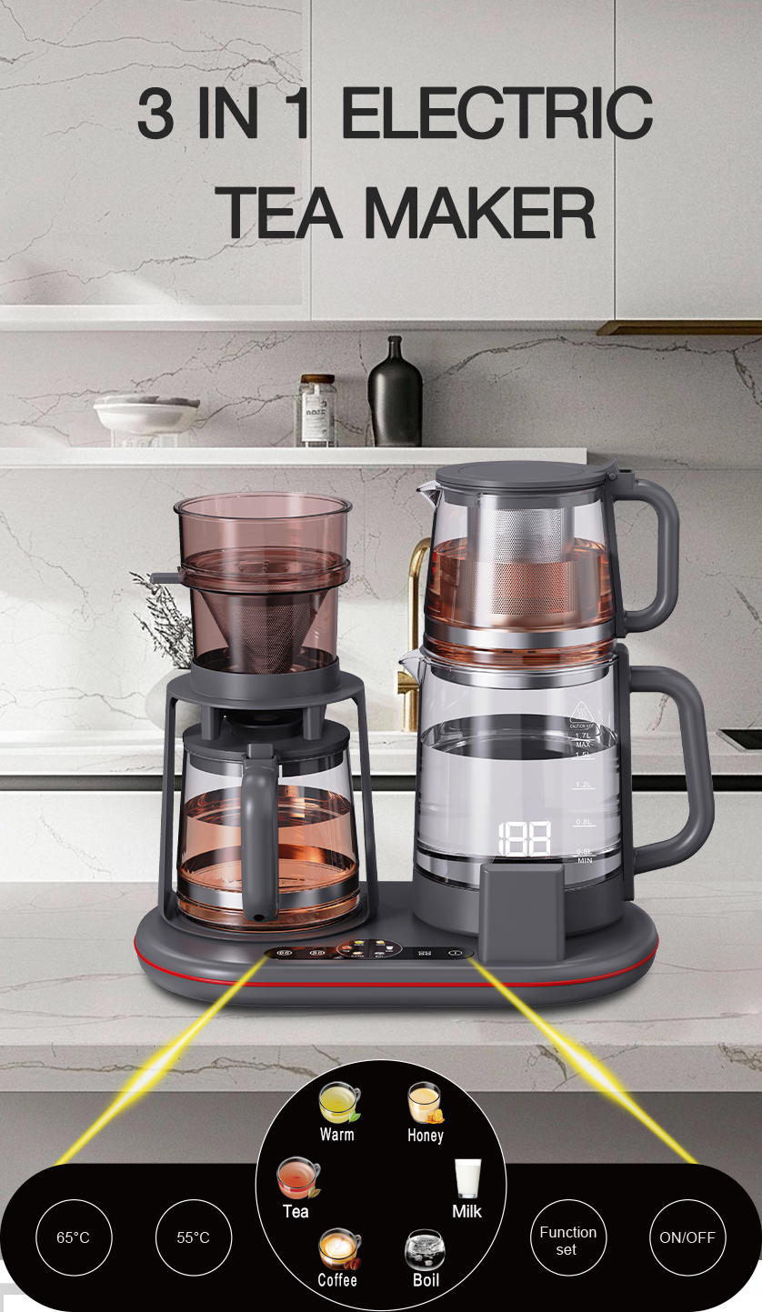 Pemasok Pembuat Teh Layar Sentuh Digital 1,7L+1,1L