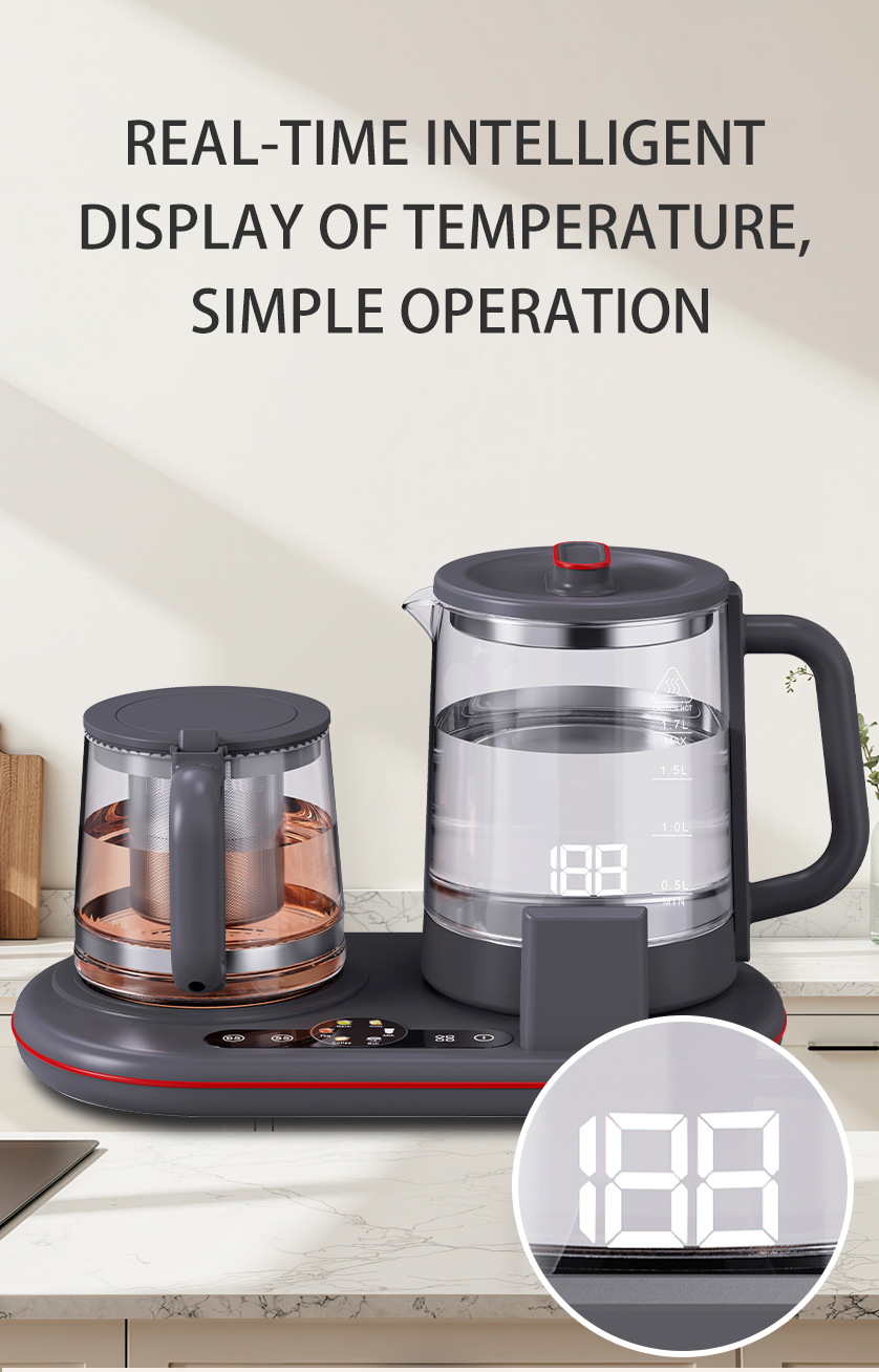 Set Kontrol Sentuh Baru Pembuat Teh dengan Tampilan Warna Ketel Listrik Kaca Teko Pintar Rumah dan Set Ketel Samovar