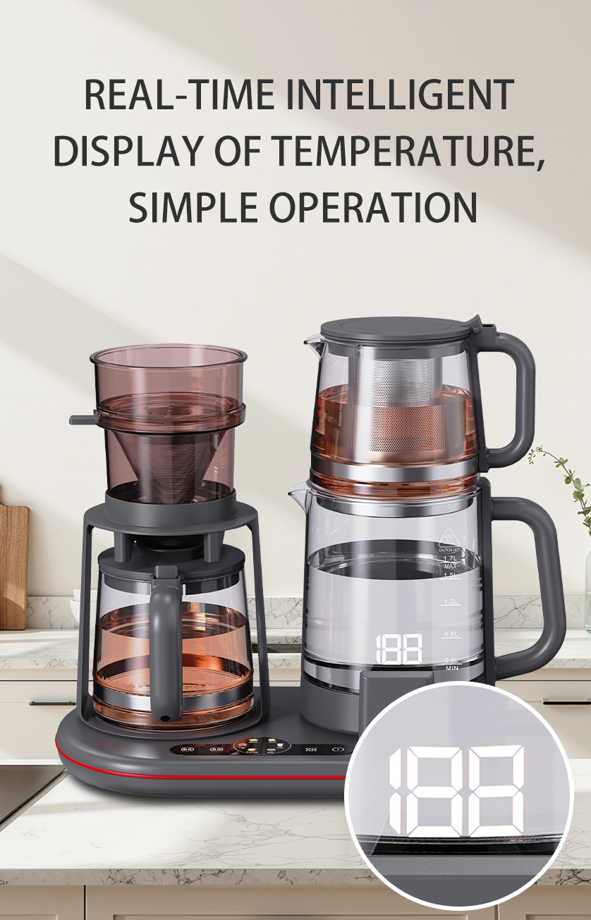 Ketel Digital cerdas 3-in-1 Kontrol Sentuh Pengaturan Suhu Panel Kontrol Cerdas Ketel Pembuatan Kopi dan Teh Keluarga