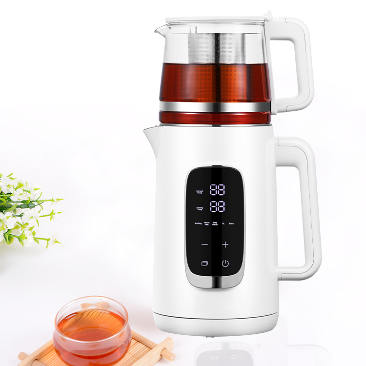 Baru Datang Ketel Listrik Turki Pembuat Teh Samavar dengan Teko Kaca Filter Baja Tahan Karat