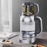 CE Led Display Kontrol Suhu Pembuat Teh Turki 2.0l Ketel Teh Listrik Dengan Kaca Filter Pembuat Teh dan Kopi 