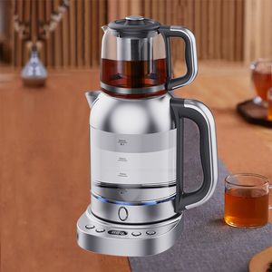 Peralatan Penjualan Laris Ketel Teh Kaca dengan Teko Teh 2,0 L Pembuat Teh Samovar Turki Listrik untuk Peralatan Rumah Tangga 