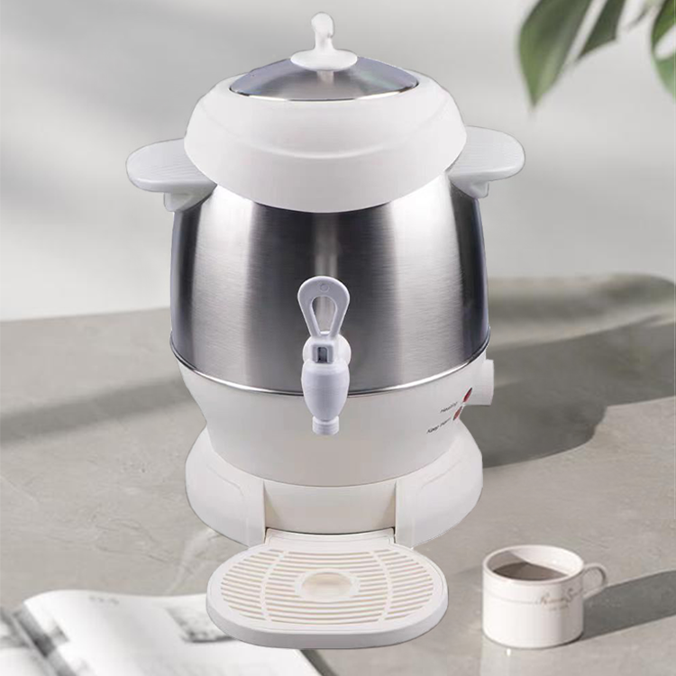 Samovar Listrik 2-in-1 Enamel Keramik Putih 5 Liter Teko Teh Pembuat Teh Samovar Listrik Rusia Turki Bergaya