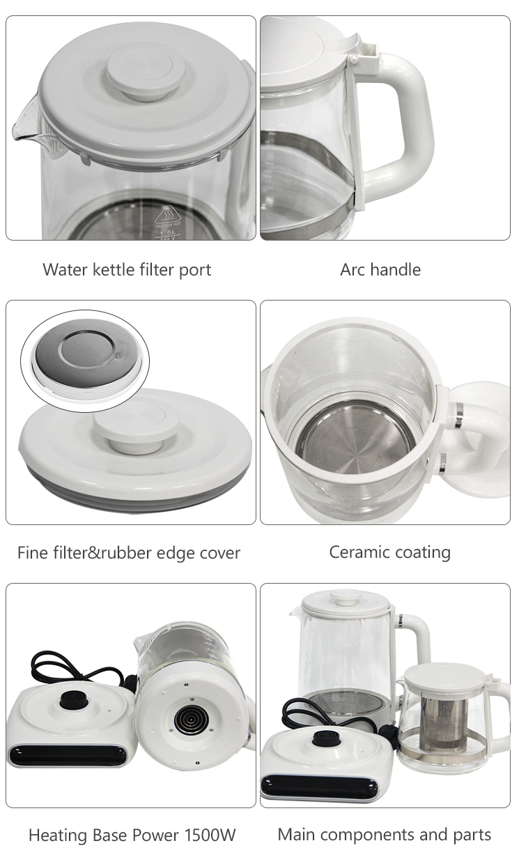 Peralatan Dapur Rumah Pembuat Teh Teko Kaca Rebus Air 1,5l Ketel Air Listrik Ketel Tanpa Kabel Portabel