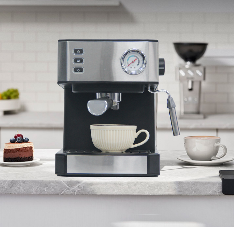 Mesin Pembuat Kopi Elektrik Tetes Espresso Mesin Kopi Cappuccino 20Bar dengan Tangki Air Transparan 1,6l Dapat Dilepas 
