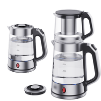 YUEKON Pembuat Teh Kaca Listrik dengan Pot Teh Peralatan Rumah Tangga Skd Ckd Set Samovar Rusia dengan Filter