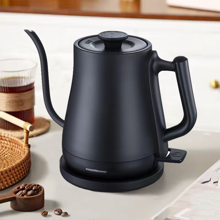 Ketel Kopi Gooseneck Mendidih Cepat 1500W Gaya Morden 1,0l Teko Hitam Matte Pembuat Kopi Tuang untuk Kopi Tetes Rumah