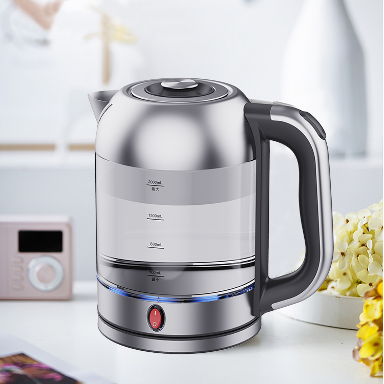 Ketel Teh Portabel Listrik Mini 2.0L Ketel Air Tubuh Kaca Dengan Fitur Tetap Hangat Ketel Kaca Mesin Pembuat Teh Listrik 