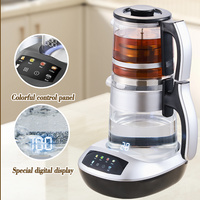 Peralatan Rumah Tangga Teko Kaca Borosilikat Portabel Pemanas Air Pembuat Teh Turki Listrik Ganda dengan Infuser Yang Dapat Dilepas