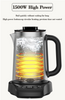Peralatan Dapur 1500W Rebus Perlindungan Kering Mesin Pembuat Teh 2.0L+1.1L Double Layer Electric Kettle Dengan Teki Kaca