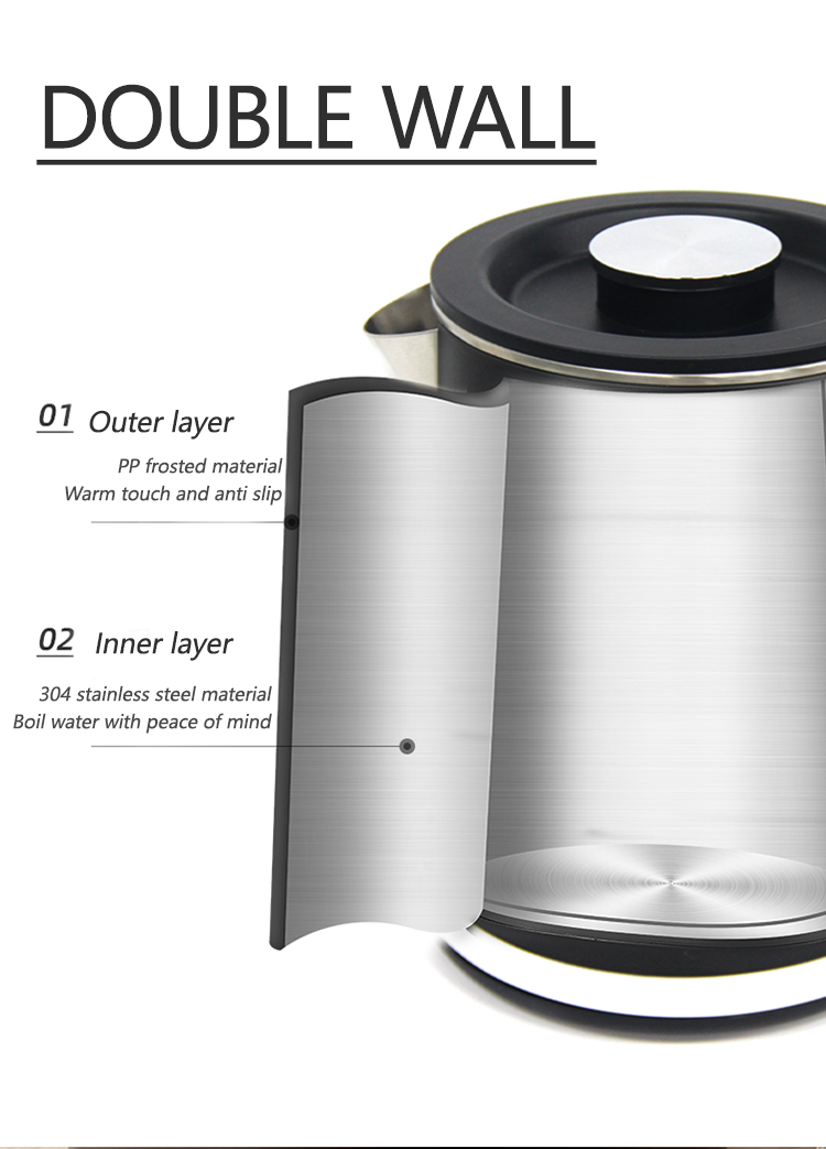 Peralatan Rumah Desain Baru Electric Keitle Factory Borosilicate Glass Tea Maker Double Wall Glass Tea Ketel untuk Teh Tinggi