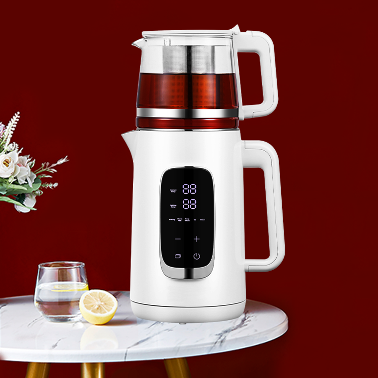 Layar Digital 1500W Pembuat Teh Teh Double Dall Cordless Kettle Dengan Kontrol dan Tampilan Sensitif Sentuh