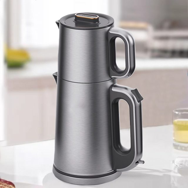 Mesin Teko Teh Listrik Samovar Ketel Listrik Dapur Pintar 2,0L dengan Set Baki Kontrol Suhu