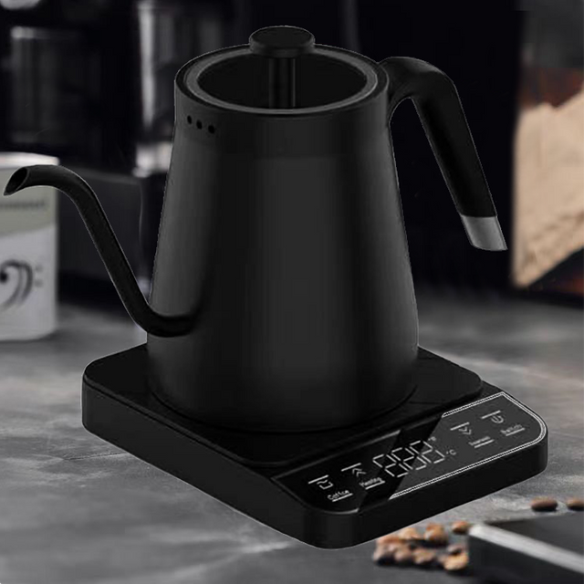 Ketel Leher Angsa Pintar Digital Elektrik Desktop Kantor Penutup Kaca Hitam 1350W