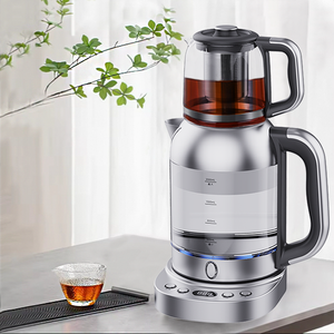 Rumah Hotel Dapur Badan Kaca Ketel Listrik Ganda Pembuat Teh Kaca Listrik 2.0L Dengan Kontrol Suhu 