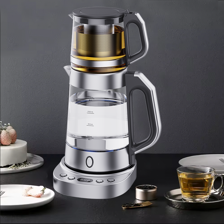 Dapur Populer 1.7l Rusia Ketel Kaca Listrik Samovar Ketel Air Pembuat Teh Ketel Listrik