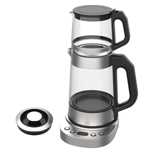 YUEKON Ketel Air 1,7L Pembuat Teh Listrik Samovar Rusia Pembuat Teh Ganda Turki Baja Tahan Karat dengan Teko Teh 1,0L