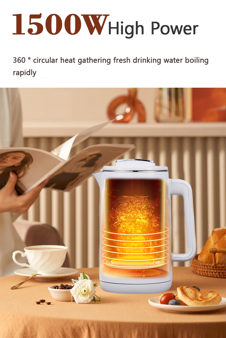 Desain Baru Teh Pot Digital 1.5L+1.1L Turki Samovar Kettle Pembuat Teh Listrik Set Panel Kontrol Layar Warna Otomatis