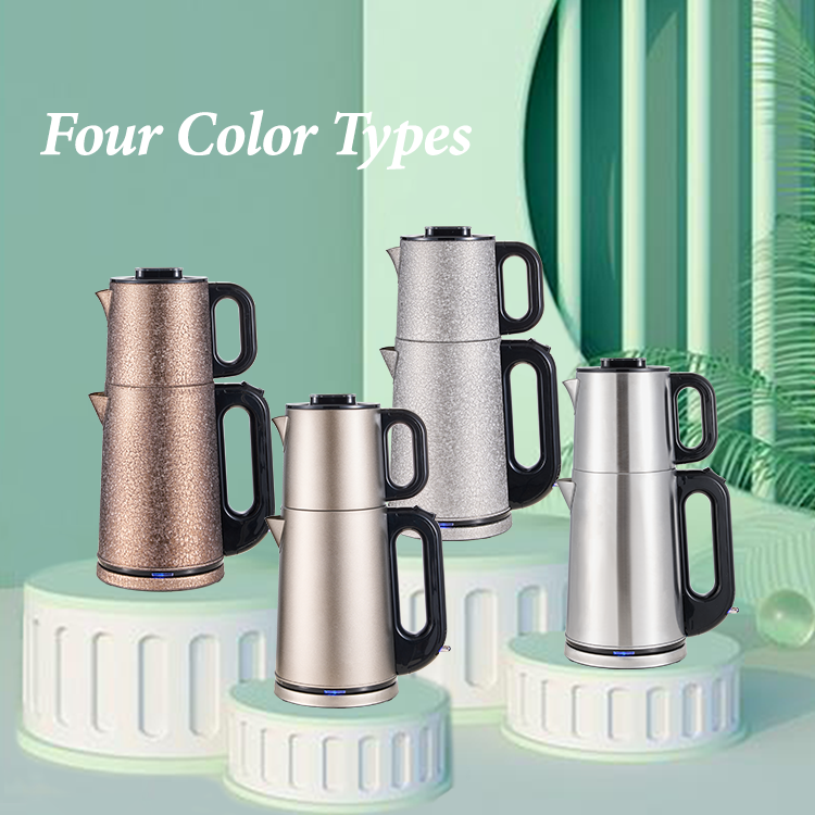 Double Stainless Steel Tea Pot Grade Food Turki 2 in 1 Electric Tea Machine Mesin Teh Bocor Ketel listrik dengan filter infuser 