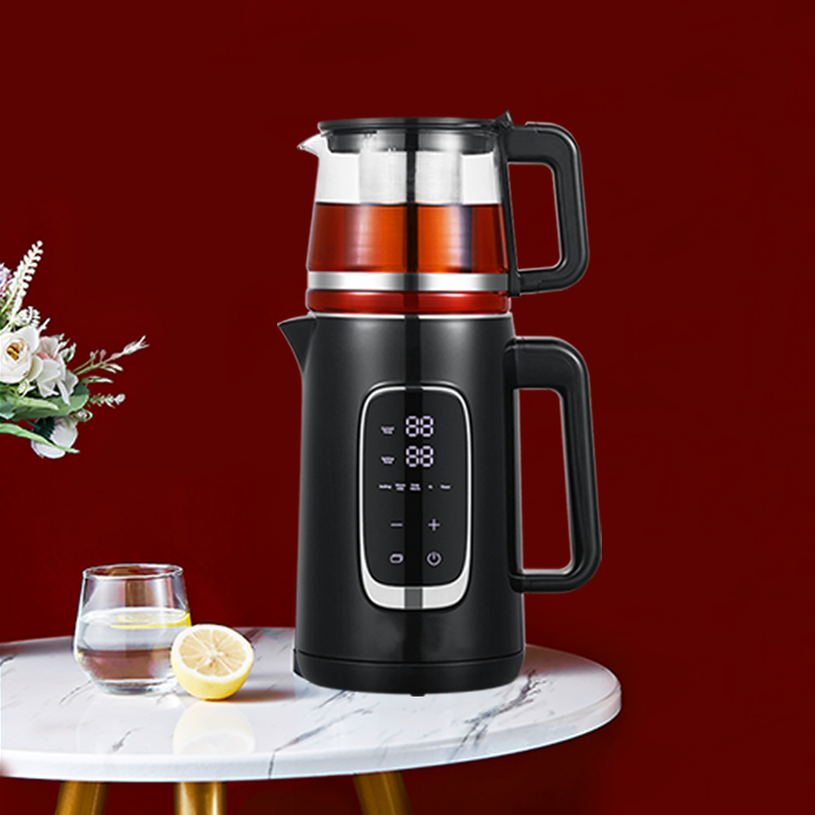 Alat Kecil Pembuat Teh Dua Lapis dengan Ketel Badan Kaca Ketel Teh Pot Kendi Tanpa Kabel Pembuat Teh Samovar