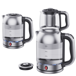 Teko Pembuat Teh Panas Ganda Arab Modern Ketel Air Listrik Badan Kaca Tetap Hangat Teko Teh Pembuat Teh Samovar Rusia