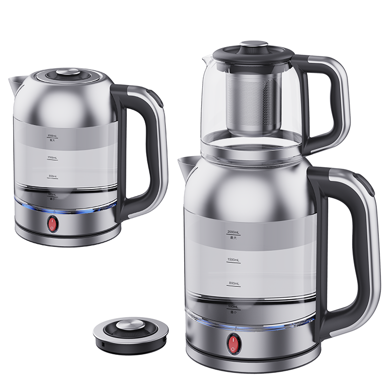Teko Pembuat Teh Panas Ganda Arab Modern Ketel Air Listrik Badan Kaca Tetap Hangat Teko Teh Pembuat Teh Samovar Rusia