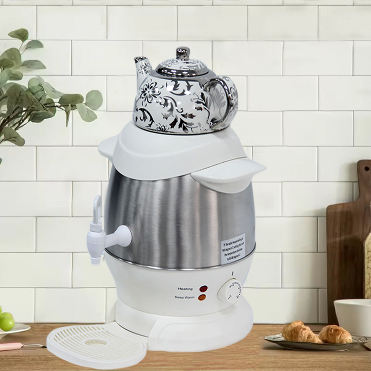 Ketel Teh Samovar Komersial Kualitas Terbaik Ketel Listrik 4l Multifungsi Samovar Keramik Putih Tahan Karat