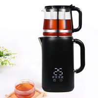 Peralatan Dapur Baru Pembuat Teh Ketel Air Listrik 1,7l Teko Baja Tahan Karat Samovar Listrik dengan Set Teko Kaca