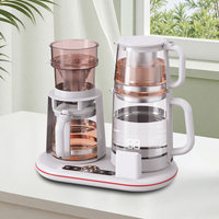 Ketel Kaca Multifungsi 1500W Ketel Ganda Nirkabel Pintar Teko Listrik Set Teko Kopi Kontrol Suhu Digital