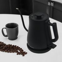 Ketel Air Panas Hitam Tanpa Kabel 1,0l Ketel Listrik Leher Angsa Pegangan Tangan Nyaman dengan Ketel Tuang Di Atas Ketel Elektronik Tetes untuk Rumah