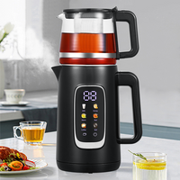 Ceret listrik arab hitam modern digital 2.6l Turki Samovar Kettle Pembuat Teh Listrik dengan Kontrol Suhu yang Hangat 