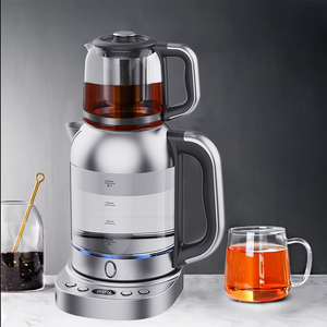 Desain Baru 2.0L Kaca Ketel Air Pembuat Teh Kaca Listrik Samovar Pembuat Teh Turki untuk Dapur Rumah
