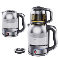 Mesin Teh Arab Listrik Timur Tengah Pembuat Teh Turki Samovar Dengan Tutup Yang Dapat Dilepas Ketel Kaca Listrik