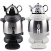 Panci Keramik 1500W 1L + Panci Turki Baja Tahan Karat 4 Ketel Teh Listrik Pembuat Teh Samovar Rusia dengan Kenop Kontrol Suhu