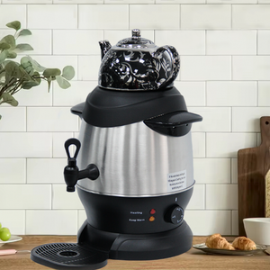 Penjualan Terbaik Ketel Teh Turki Samovar Elektrik Profesional 1L Teko Atas + Ketel Listrik Tubuh 4L dengan Teh Tetap Hangat