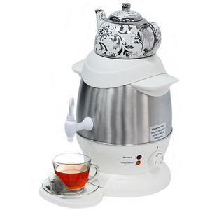 Peralatan Terlaris Pembuat Teh Turki Listrik Lapisan Ganda Set Pembuat Teh Samovar Arab dengan Ketel Listrik Keramik untuk Dapur