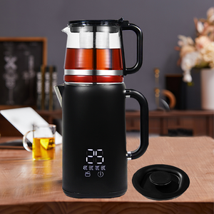 Pembuat Teh Baja Tahan Karat Tahan Panas Empat Bagian Pengaturan Suhu Teko Lapisan Ganda Ketel Listrik Tanpa Kabel untuk Penggunaan Hotel Ketel Listrik 