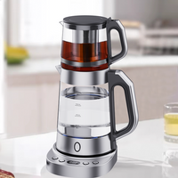 Ketel Kaca Elektrik Pengatur Suhu Multi-bagian 304 Pembuat Teh Saringan Teh Baja Tahan Karat dengan Baki
