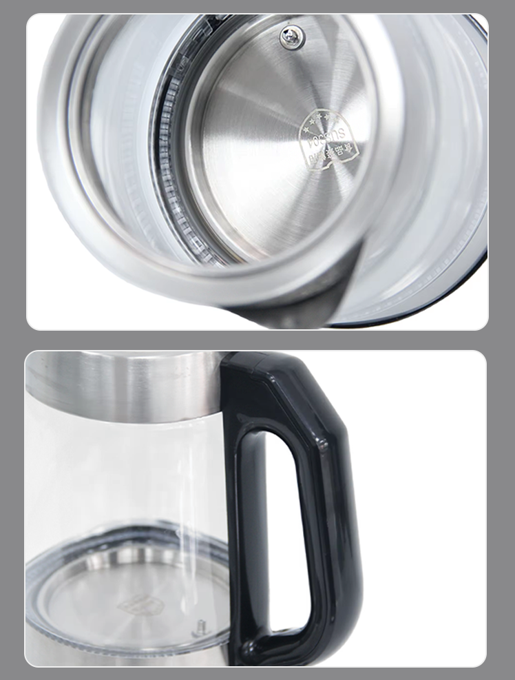  2 In 1 Gabungan Samovar Pembuat Teh Ganda Pot Kaca 1,7L + 1,0L Ketel Teh dengan Badan Kaca Peralatan Dapur Rumah 