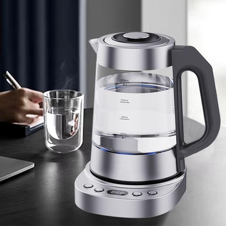  2 In 1 Gabungan Samovar Pembuat Teh Ganda Pot Kaca 1,7L + 1,0L Ketel Teh dengan Badan Kaca Peralatan Dapur Rumah 