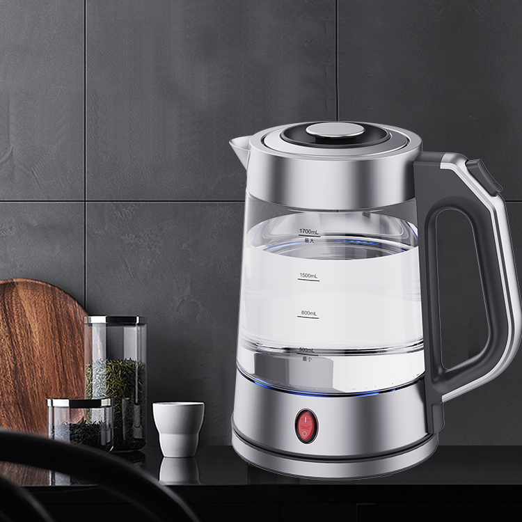 Desain Baru 1,7L Kapasitas Besar Ketel Listrik Peralatan Dapur Pembuat Teh Otomatis Ketel Kaca Tetap Hangat 