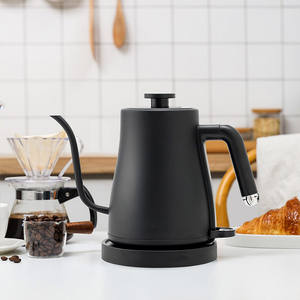 Ketel Kopi Elektrik Portabel 1,0L, Dasar Rotasi 360 Derajat, Teko Kopi Baja Tahan Karat 304 Rumah Tangga 