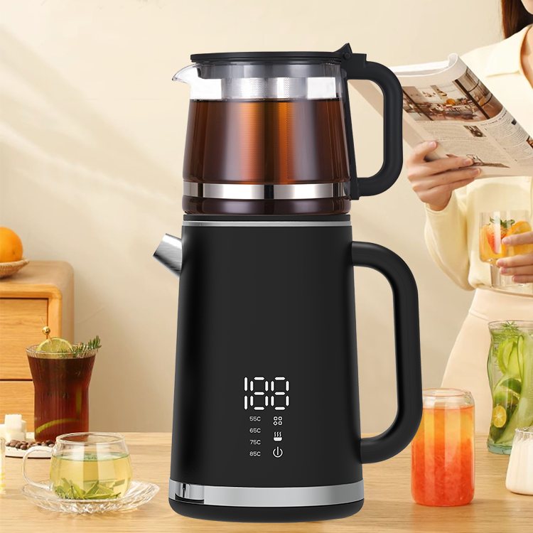 Yuekon 1.5L+1.1L Kettles Elektronik Kacang dan Teh 2 In1 Pembuat Teh Lapisan Ganda Dengan Kontrol Suhu