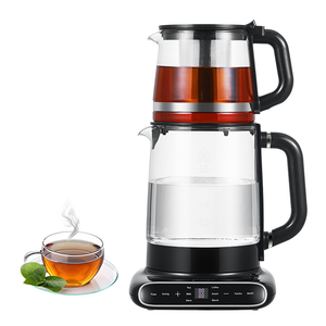 Ketel Tanpa Kabel Badan Kaca Lapisan Ganda 1,5L+1,1L dengan Filter Teh untuk Dapur Rumah 