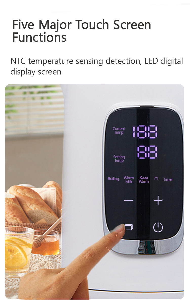 Layar Digital 1500W Pembuat Teh Teh Double Dall Cordless Kettle Dengan Kontrol dan Tampilan Sensitif Sentuh