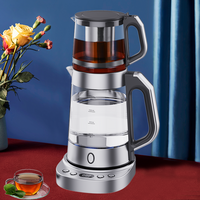 Set Pembuat Teh Turki Ketel Listrik Sepenuhnya Otomatis Pemanas Multi-cepat Kaca Rumah Tangga 2 In 1 Set Baki Ketel Teh