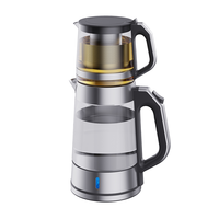 Pembuat Kopi Arab Timur Tengah Teko Samovar Listrik Peralatan Rumah Tangga Ketel Kaca Listrik 2 Lapis dengan Pembuat Teh 