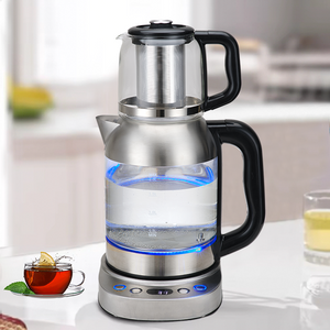 Pembuat Teh Kaca Teko Listrik Otomatis 3,0L Baru Turki Rusia dengan Teko Teh Ketel Listrik Samovar dengan Teh Tetap Hangat
