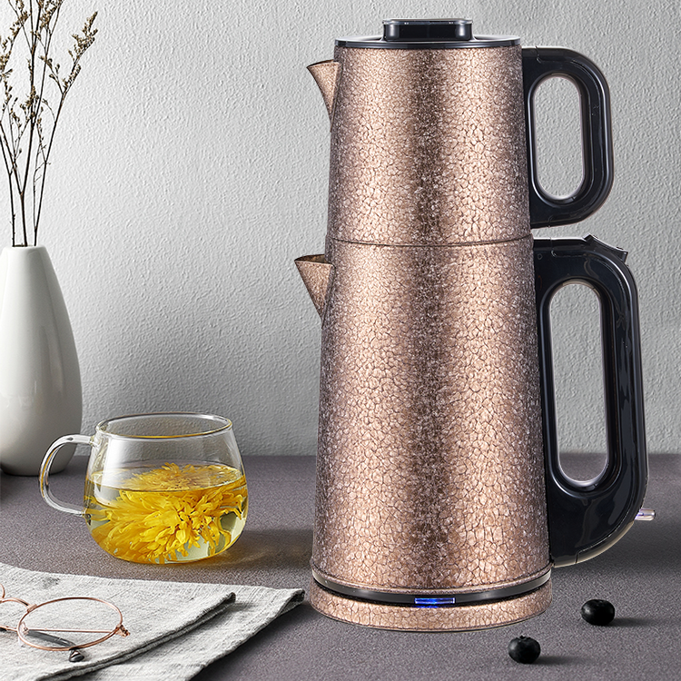 Double Stainless Steel Tea Pot Grade Food Turki 2 in 1 Electric Tea Machine Mesin Teh Bocor Ketel listrik dengan filter infuser 