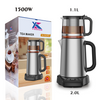Peralatan Dapur 1500W Rebus Perlindungan Kering Mesin Pembuat Teh 2.0L+1.1L Double Layer Electric Kettle Dengan Teki Kaca